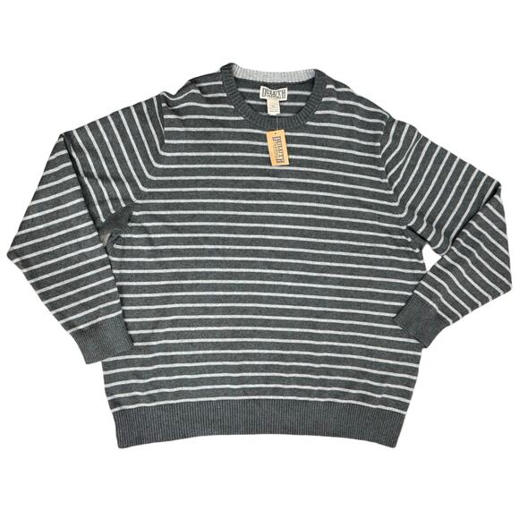 Duluth Trading Company Gray Strongarm All-Over Stripe Crew Sweater size 2XL NEW - Picture 1 of 7